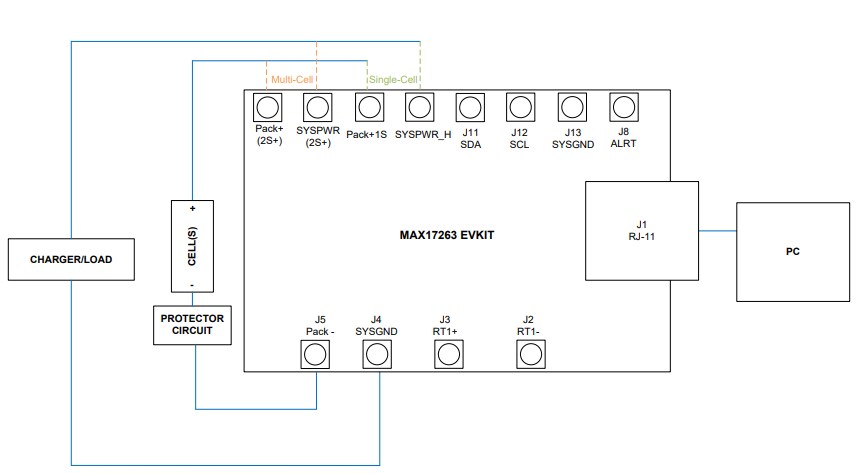 Application Circuit Diagram - Analog Devices / Maxim Integrated MAX17263GEVKIT Evaluation Kit